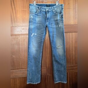 Silver Men's Alan Blue Distressed Jeans 34x32